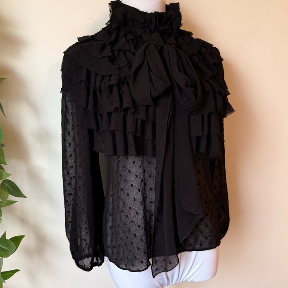 Zara Black Ruffle Blouse - Picture 4 of 6